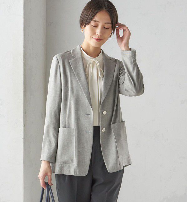 SHIPS for women「〈接触冷感/手洗い可能〉トリアセテート混 シングル 2ボタン ジャケット」|テーラードジャケット|