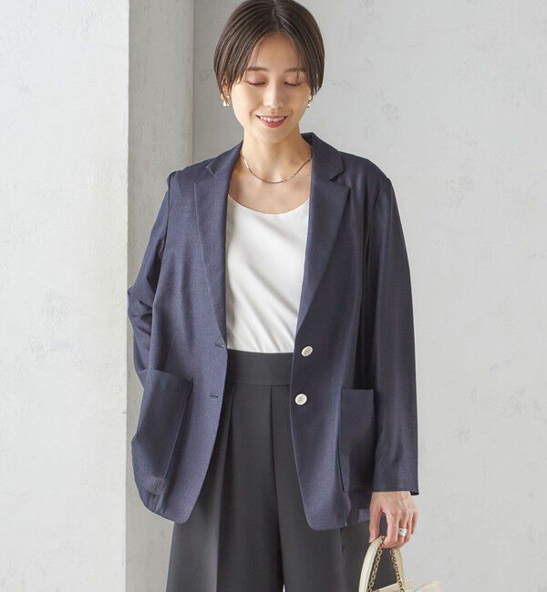 SHIPS for women「〈接触冷感/手洗い可能〉トリアセテート混 シングル 2ボタン ジャケット」|テーラードジャケット|