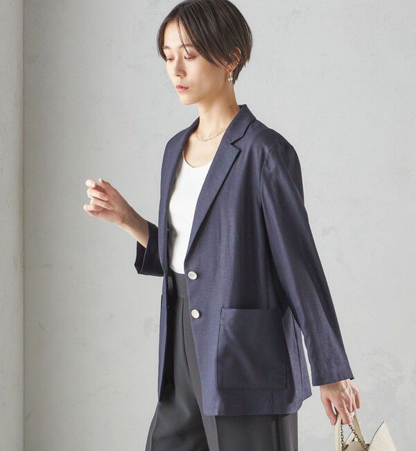 SHIPS for women「〈接触冷感/手洗い可能〉トリアセテート混 シングル 2ボタン ジャケット」|テーラードジャケット|