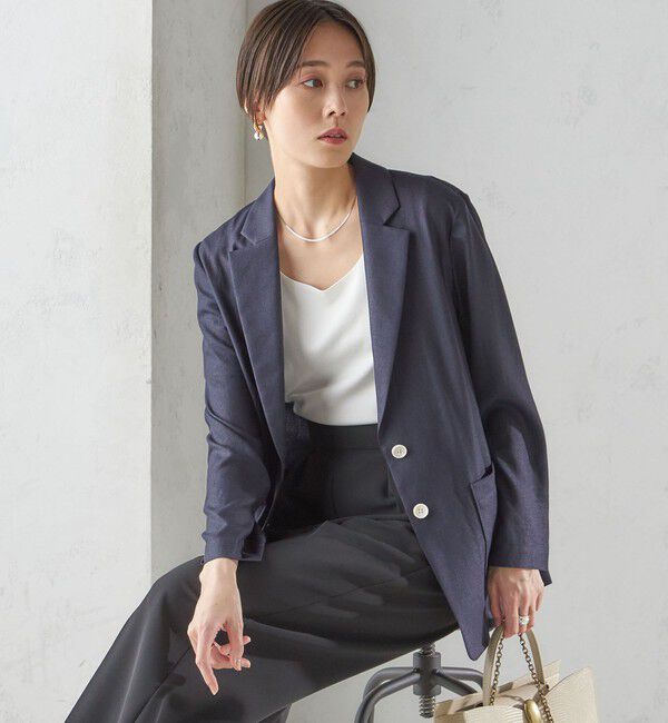 SHIPS for women「〈接触冷感/手洗い可能〉トリアセテート混 シングル 2ボタン ジャケット」|テーラードジャケット|