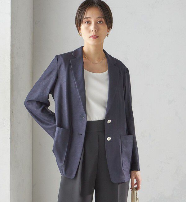 SHIPS for women「〈接触冷感/手洗い可能〉トリアセテート混 シングル 2ボタン ジャケット」|テーラードジャケット|