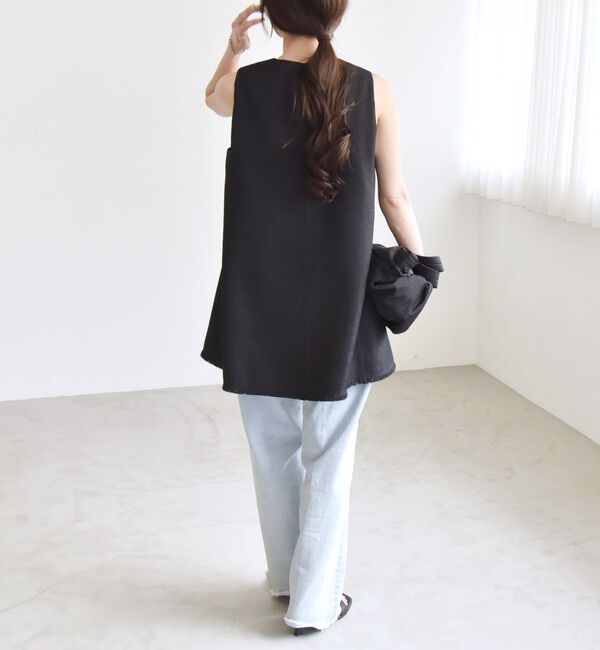 quaranciel「quaranciel: バスケット Aライン フリンジ ベスト」|ベスト・ジレ|