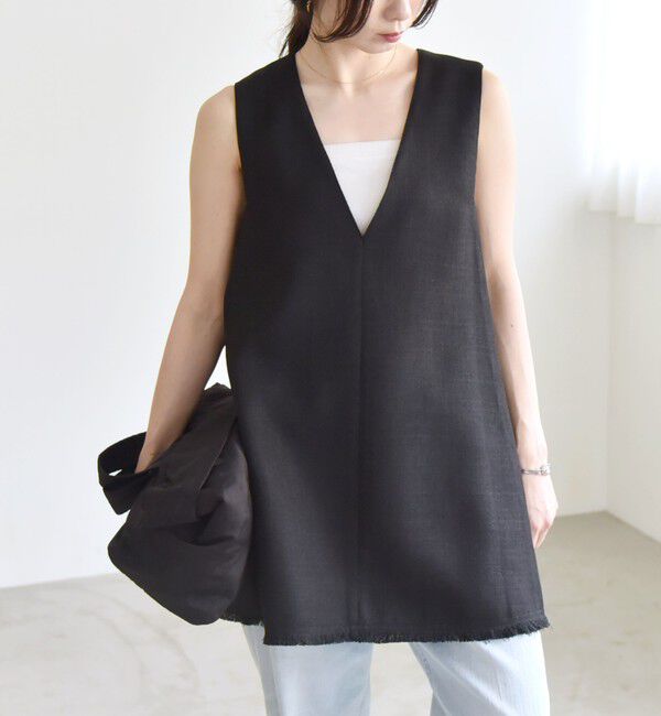 quaranciel「quaranciel: バスケット Aライン フリンジ ベスト」|ベスト・ジレ|