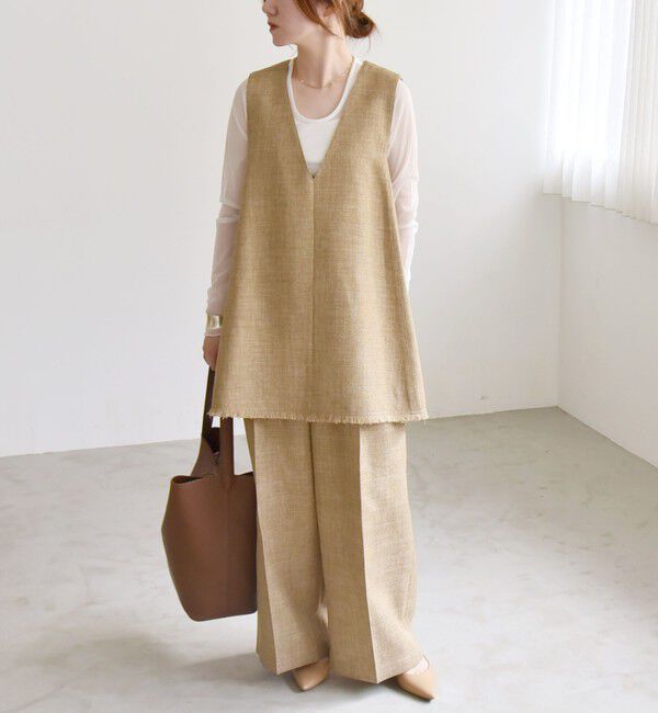 quaranciel「quaranciel: バスケット Aライン フリンジ ベスト」|ベスト・ジレ|