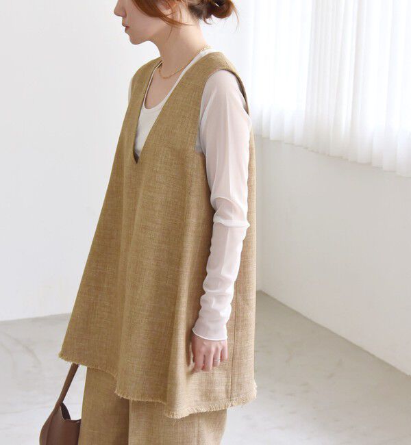 quaranciel「quaranciel: バスケット Aライン フリンジ ベスト」|ベスト・ジレ|