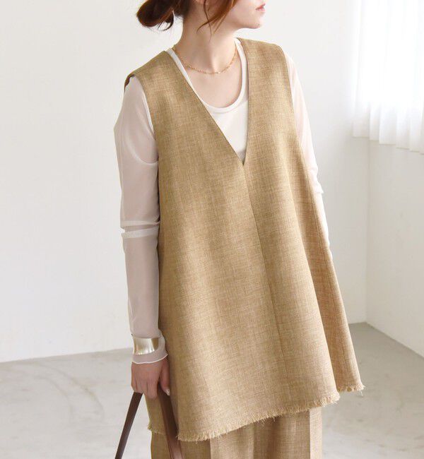 quaranciel「quaranciel: バスケット Aライン フリンジ ベスト」|ベスト・ジレ|