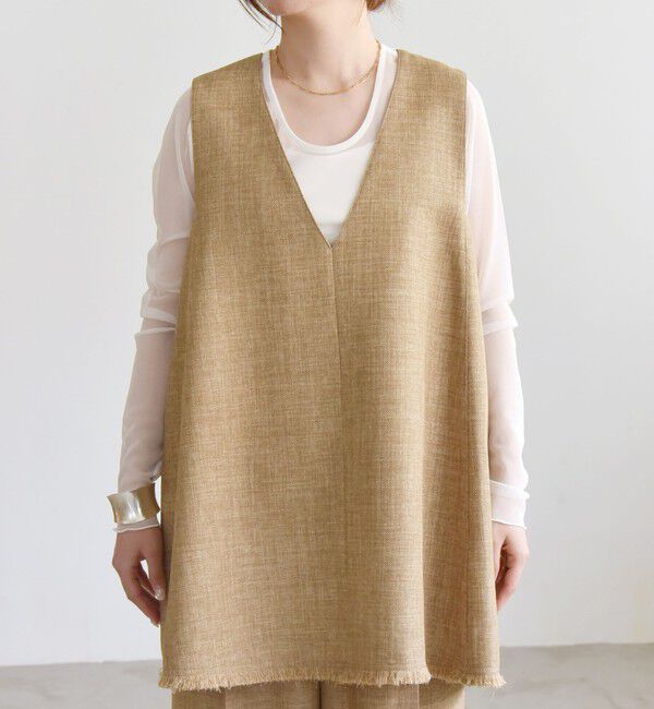 quaranciel「quaranciel: バスケット Aライン フリンジ ベスト」|ベスト・ジレ|