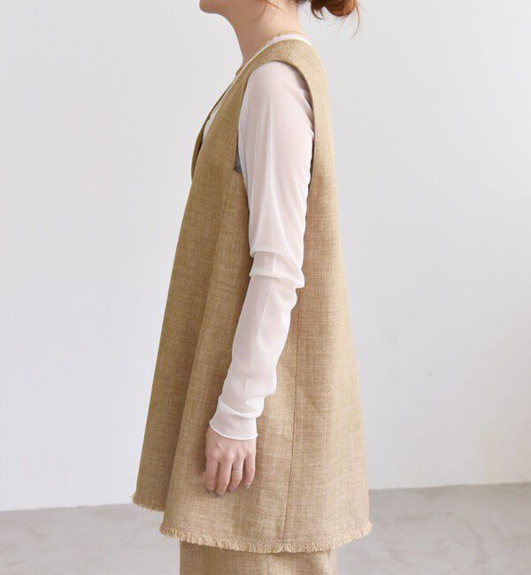 quaranciel「quaranciel: バスケット Aライン フリンジ ベスト」|ベスト・ジレ|