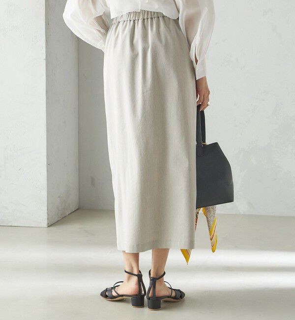 SHIPS for women「〈手洗い可能〉麻混 ストレッチ ドロスト Aライン スカート」|台形|