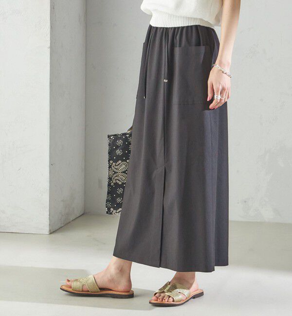 SHIPS for women「〈手洗い可能〉麻混 ストレッチ ドロスト Aライン スカート」|台形|