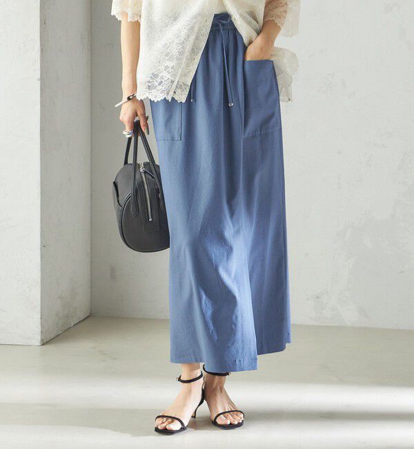 SHIPS for women「〈手洗い可能〉麻混 ストレッチ ドロスト Aライン スカート」|台形|