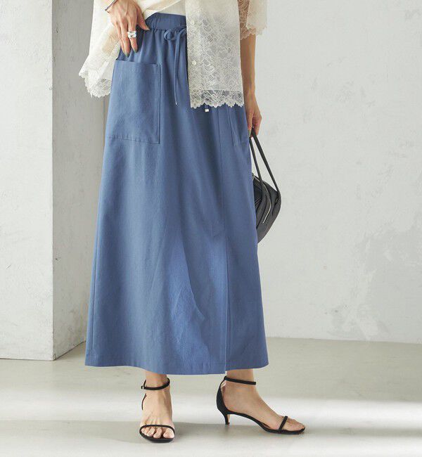 SHIPS for women「〈手洗い可能〉麻混 ストレッチ ドロスト Aライン スカート」|台形|