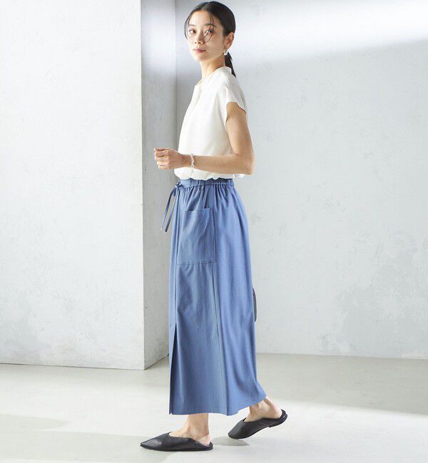 SHIPS for women「〈手洗い可能〉麻混 ストレッチ ドロスト Aライン スカート」|台形|