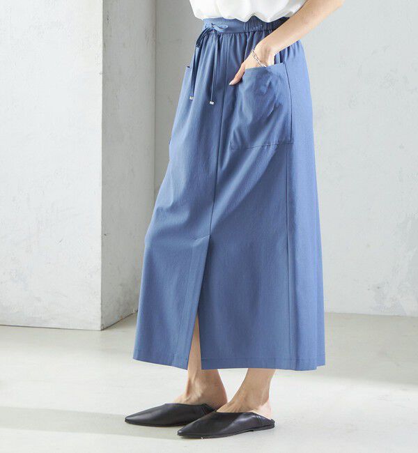 SHIPS for women「〈手洗い可能〉麻混 ストレッチ ドロスト Aライン スカート」|台形|