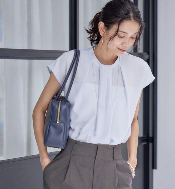 SHIPS for women「〈手洗い可能〉タック タイ フレンチ スリーブ ブラウス」|シャツ・ブラウス|サックスブルー