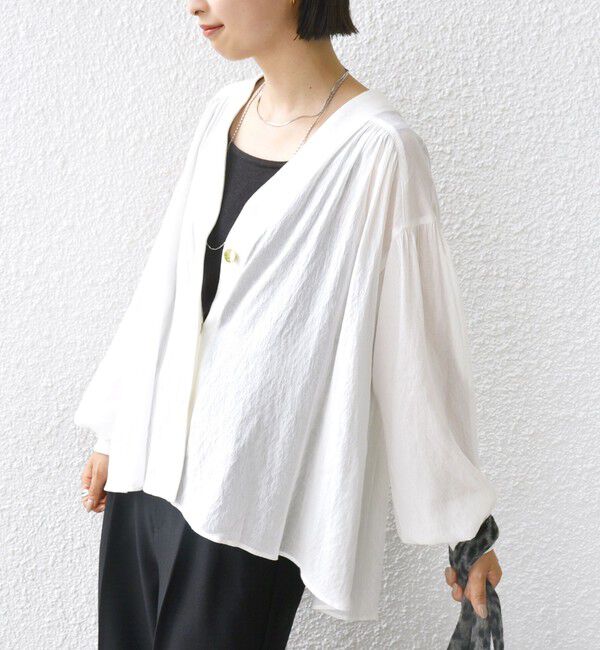 SHIPS for women「【WEB限定】〈手洗い可能〉シアー Vネック フレア シャツ カーディガン」|カーディガン|