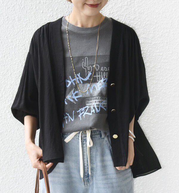 SHIPS for women「【WEB限定】〈手洗い可能〉シアー Vネック フレア シャツ カーディガン」|カーディガン|