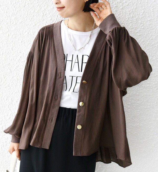 SHIPS for women「【WEB限定】〈手洗い可能〉シアー Vネック フレア シャツ カーディガン」|カーディガン|