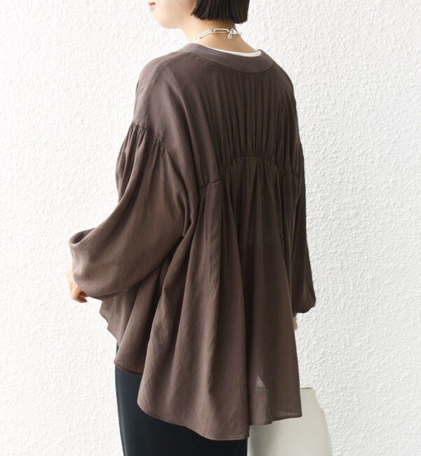 SHIPS for women「【WEB限定】〈手洗い可能〉シアー Vネック フレア シャツ カーディガン」|カーディガン|