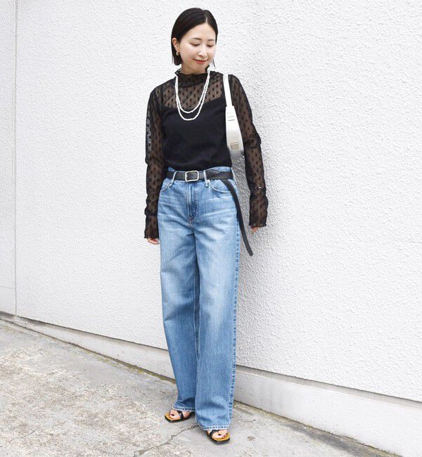 SHIPS for women「〈手洗い可能〉フラワー チュール ハイネック プルオーバー」|Tシャツ・カットソー|