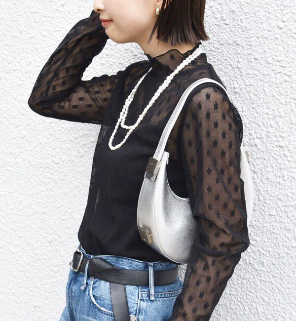 SHIPS for women「〈手洗い可能〉フラワー チュール ハイネック プルオーバー」|Tシャツ・カットソー|