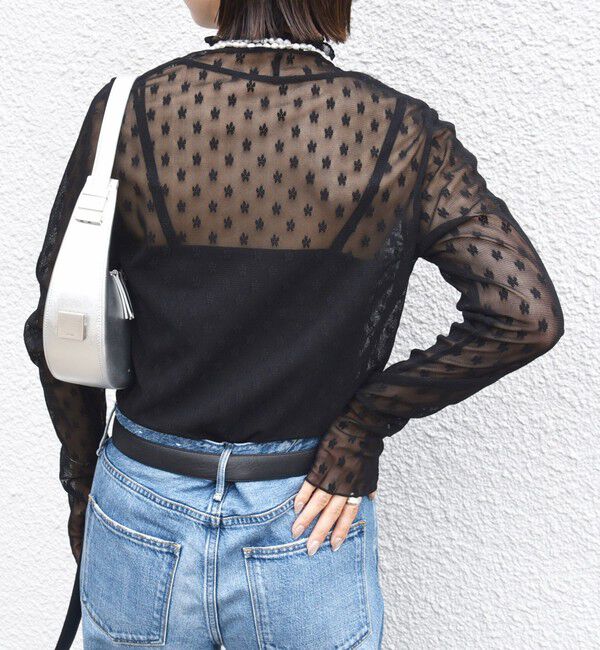 SHIPS for women「〈手洗い可能〉フラワー チュール ハイネック プルオーバー」|Tシャツ・カットソー|