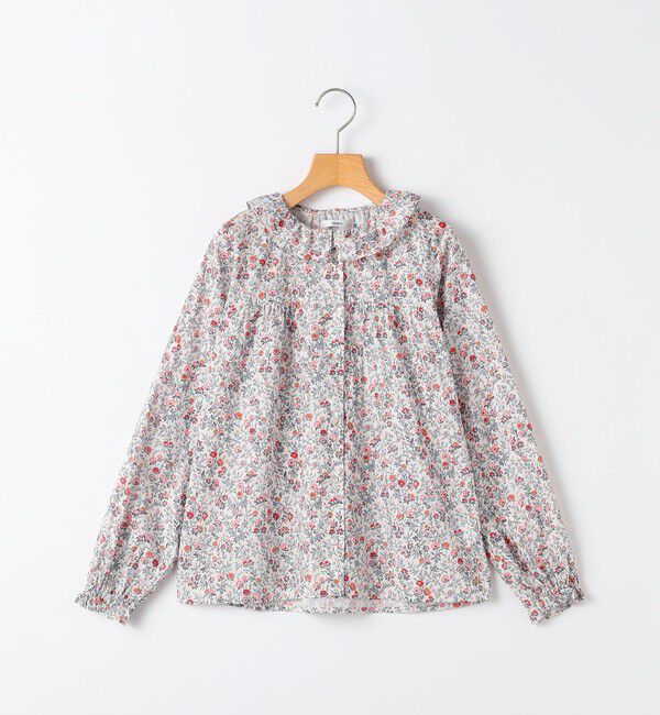 SHIPS KIDS「SHIPS KIDS:140～150cm / リバティ フリルカラー ブラウス」|シャツ・ブラウス|ピンク系
