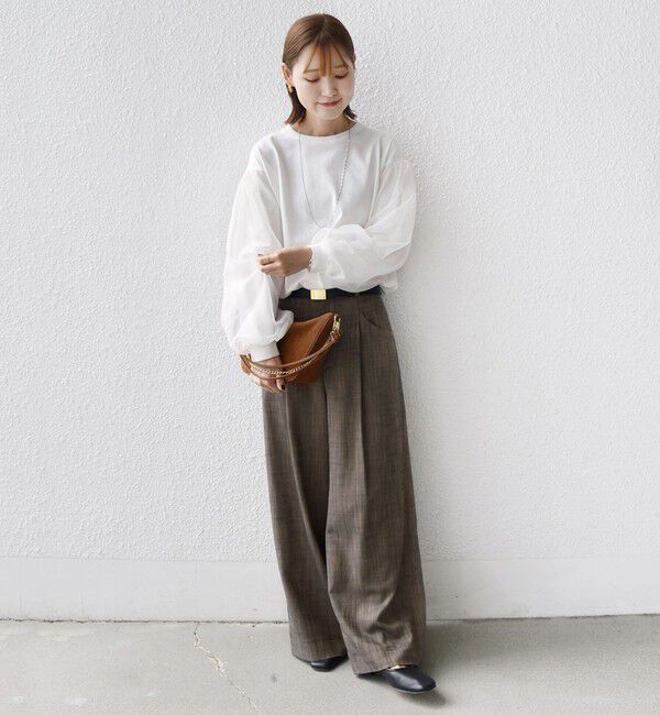 SHIPS for women「《一部追加予約》【WEB限定】〈手洗い可能〉シアー コンビ 裾 ドロスト プルオーバー」|プルオーバー|