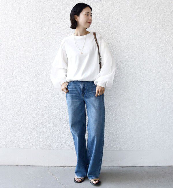 SHIPS for women「《一部追加予約》【WEB限定】〈手洗い可能〉シアー コンビ 裾 ドロスト プルオーバー」|プルオーバー|