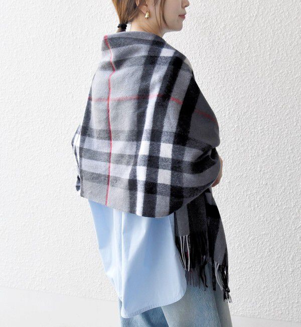 SHIPS any「SHIPS any: ウール チェック ストール」|ストール|ライトグレー