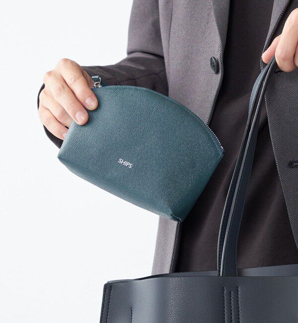 SHIPS「【WEB限定】SHIPS:【SAFFIANO LEATHER】ラウンド ジップ ポーチ」|ポーチ|
