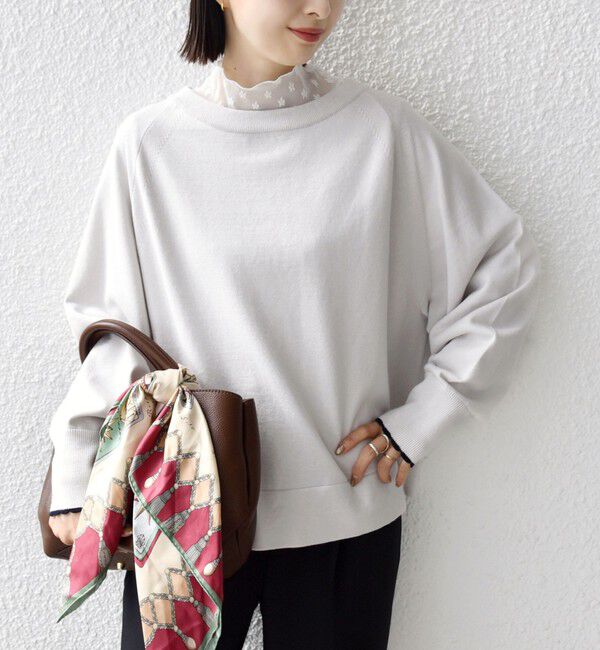 SHIPS for women「〈手洗い可能〉コットン カシミヤ混 スカラップヘム ボートネック プルオーバー」|ニット・セーター|ナチュラル