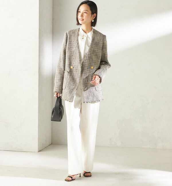 SHIPS for women「〈UVカット・吸水速乾・手洗い可能〉綿麻混 オックス 2タック ストレート パンツ」|その他|