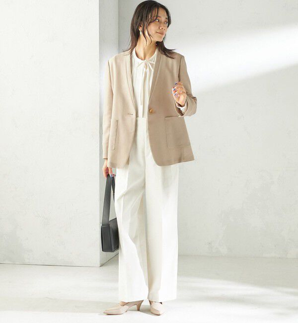 SHIPS for women「〈UVカット・吸水速乾・手洗い可能〉綿麻混 オックス 2タック ストレート パンツ」|その他|