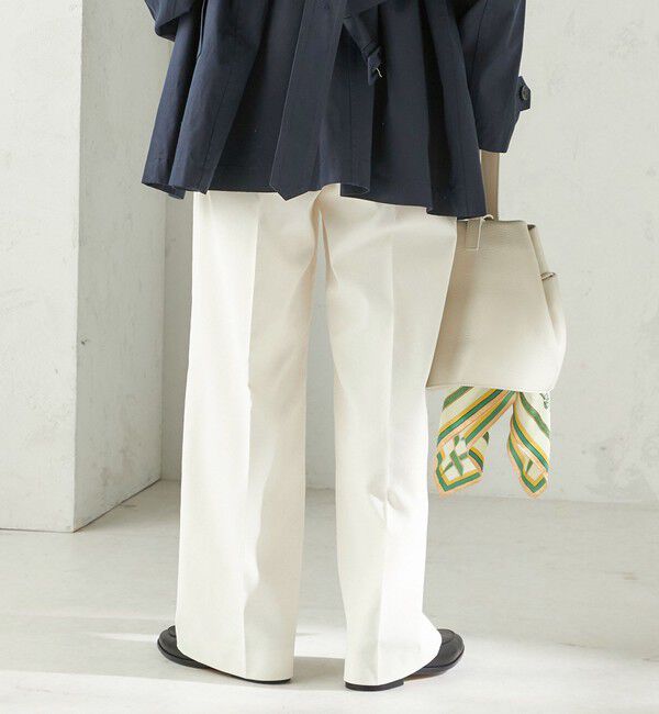 SHIPS for women「〈UVカット・吸水速乾・手洗い可能〉綿麻混 オックス 2タック ストレート パンツ」|その他|