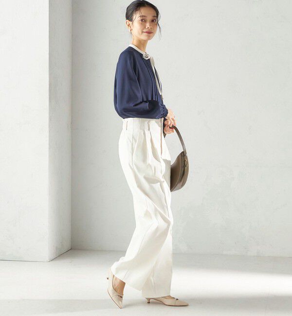 SHIPS for women「〈UVカット・吸水速乾・手洗い可能〉綿麻混 オックス 2タック ストレート パンツ」|その他|