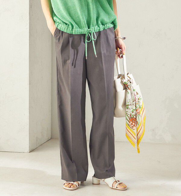 SHIPS for women「〈UVカット・吸水速乾・手洗い可能〉綿麻混 オックス 2タック ストレート パンツ」|その他|