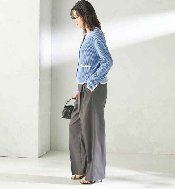 SHIPS for women「〈UVカット・吸水速乾・手洗い可能〉綿麻混 オックス 2タック ストレート パンツ」|その他|