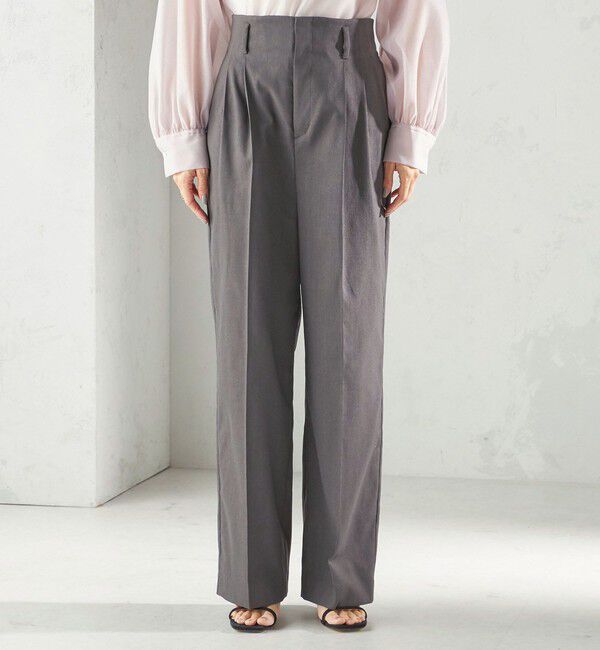 SHIPS for women「〈UVカット・吸水速乾・手洗い可能〉綿麻混 オックス 2タック ストレート パンツ」|その他|