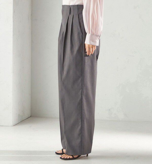 SHIPS for women「〈UVカット・吸水速乾・手洗い可能〉綿麻混 オックス 2タック ストレート パンツ」|その他|