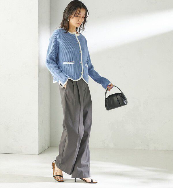 SHIPS for women「〈UVカット・吸水速乾・手洗い可能〉綿麻混 オックス 2タック ストレート パンツ」|その他|