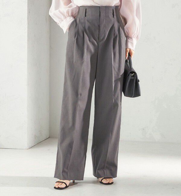 SHIPS for women「〈UVカット・吸水速乾・手洗い可能〉綿麻混 オックス 2タック ストレート パンツ」|その他|