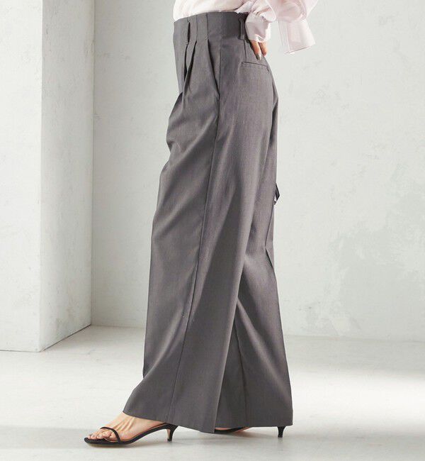 SHIPS for women「〈UVカット・吸水速乾・手洗い可能〉綿麻混 オックス 2タック ストレート パンツ」|その他|