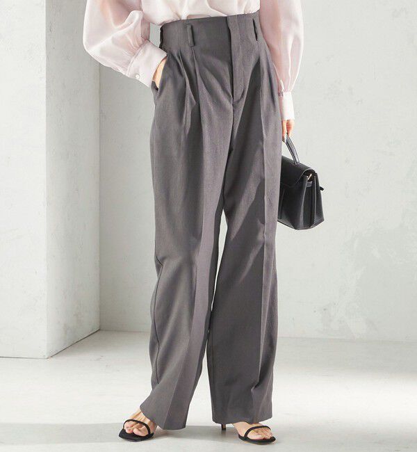 SHIPS for women「〈UVカット・吸水速乾・手洗い可能〉綿麻混 オックス 2タック ストレート パンツ」|その他|