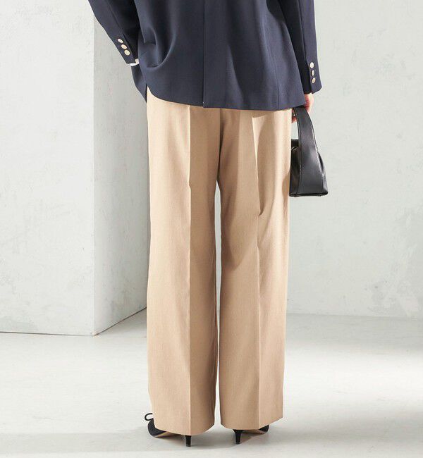 SHIPS for women「〈UVカット・吸水速乾・手洗い可能〉綿麻混 オックス 2タック ストレート パンツ」|その他|