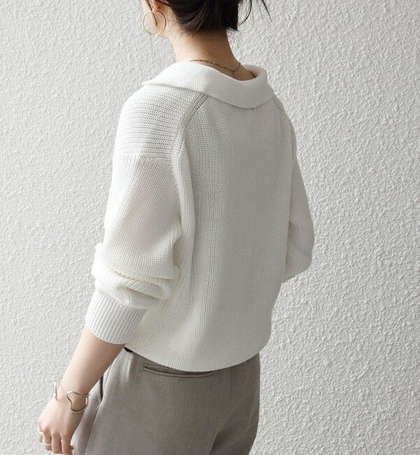 SHIPS any「SHIPS any:〈手洗い可能〉コットン ミックス スキッパー ポロ ニット プルオーバー」|ニット・セーター|