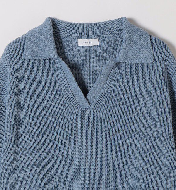 SHIPS any「SHIPS any:〈手洗い可能〉コットン ミックス スキッパー ポロ ニット プルオーバー」|ニット・セーター|