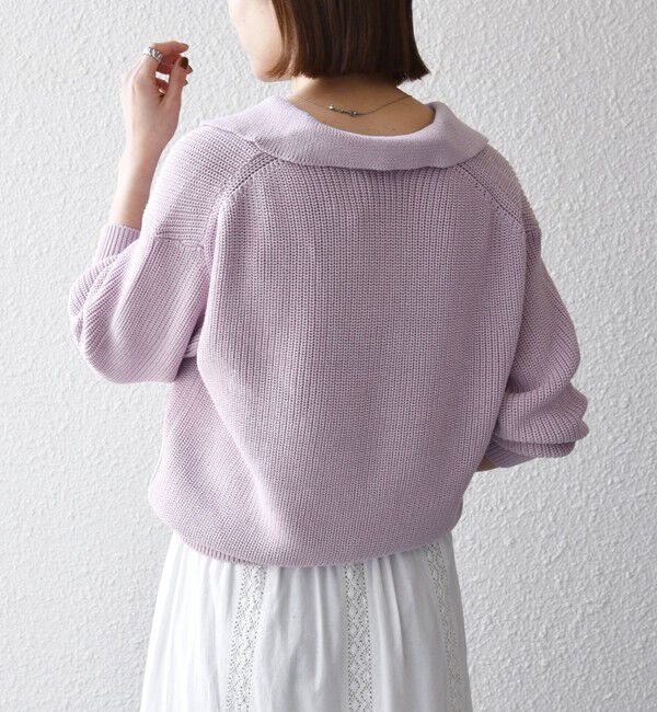 SHIPS any「SHIPS any:〈手洗い可能〉コットン ミックス スキッパー ポロ ニット プルオーバー」|ニット・セーター|