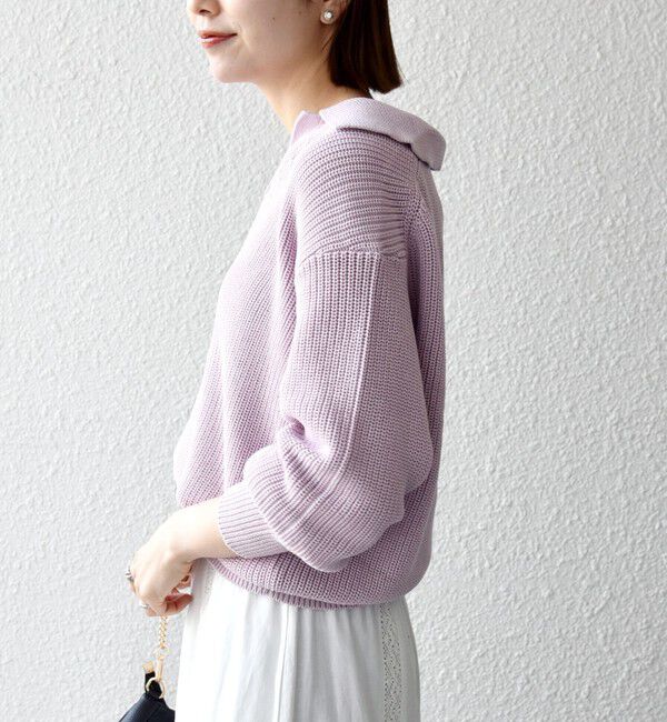 SHIPS any「SHIPS any:〈手洗い可能〉コットン ミックス スキッパー ポロ ニット プルオーバー」|ニット・セーター|