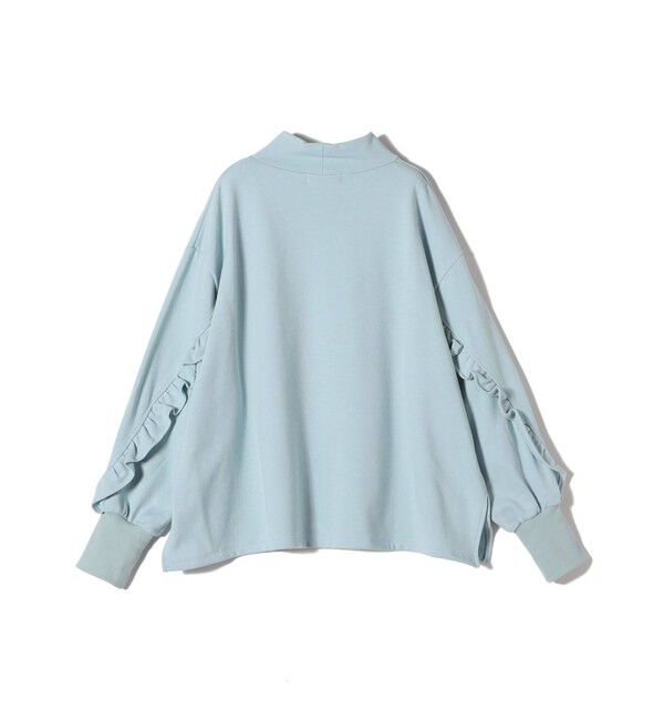 SHIPS for women「【WEB限定】〈手洗い可能〉モックネック 袖 フリル デザイン ミニ 裏毛 プルオーバー」|Tシャツ・カットソー|